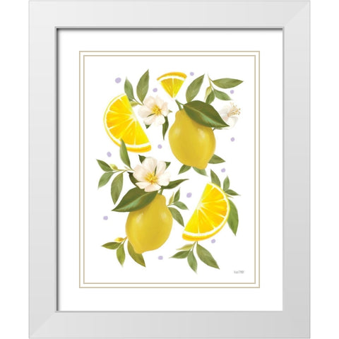 Citrus Lemon Botanical White Modern Wood Framed Art Print with Double Matting by House Fenway