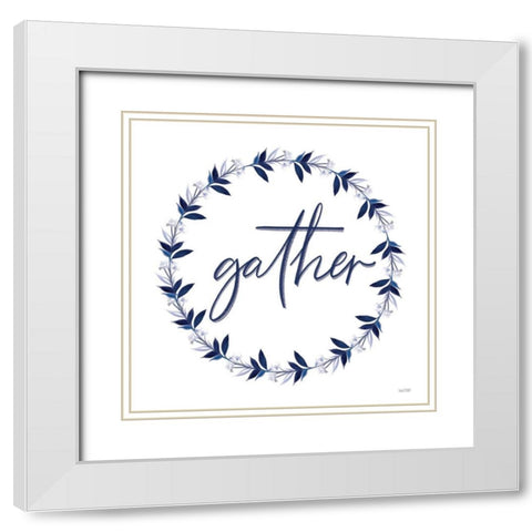 Gather Wreath White Modern Wood Framed Art Print with Double Matting by House Fenway