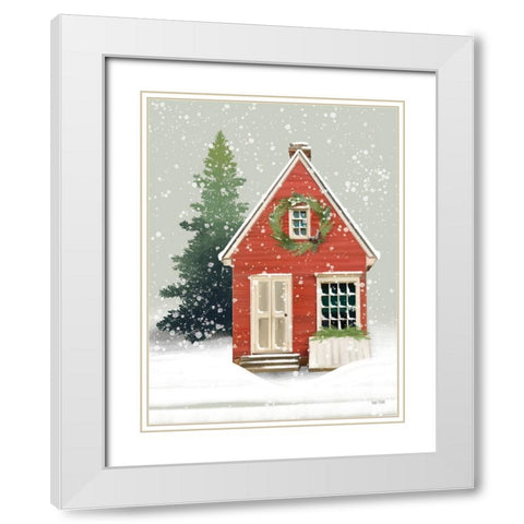 Home for Christmas White Modern Wood Framed Art Print with Double Matting by House Fenway