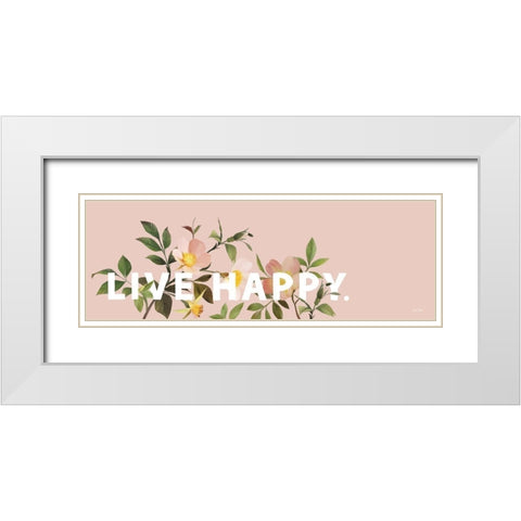 Live Happy White Modern Wood Framed Art Print with Double Matting by House Fenway