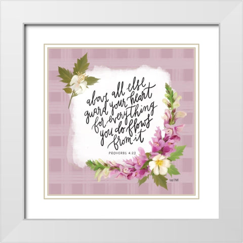 Guard Your Heart White Modern Wood Framed Art Print with Double Matting by House Fenway