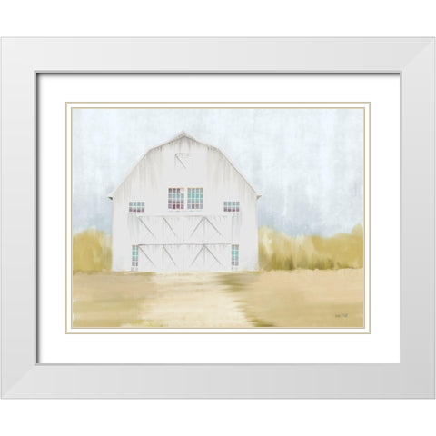 Autumn Barn    White Modern Wood Framed Art Print with Double Matting by House Fenway