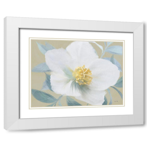 Golden Bloom White Modern Wood Framed Art Print with Double Matting by House Fenway