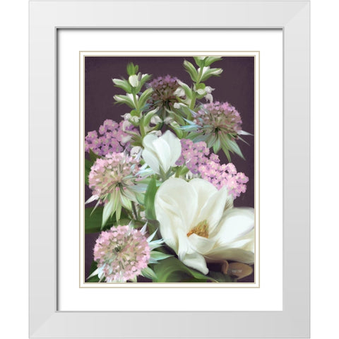 Wild for Plum Bouquet White Modern Wood Framed Art Print with Double Matting by House Fenway