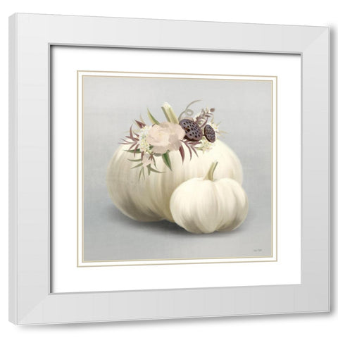 Boho Pumpkins White Modern Wood Framed Art Print with Double Matting by House Fenway