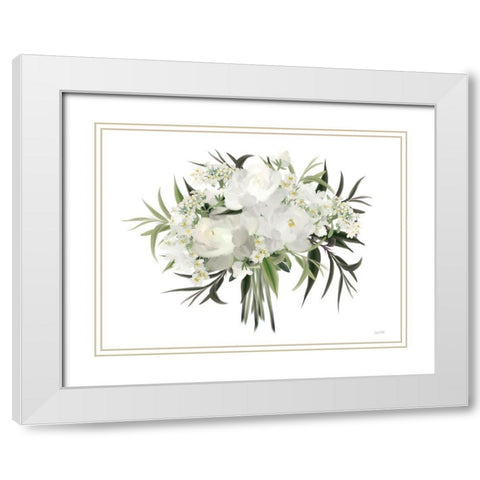 White Boho Bouquet White Modern Wood Framed Art Print with Double Matting by House Fenway