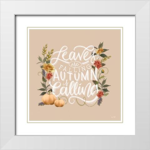 Autumn is Calling White Modern Wood Framed Art Print with Double Matting by House Fenway