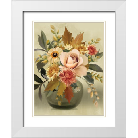 Autumn Bouquet White Modern Wood Framed Art Print with Double Matting by House Fenway