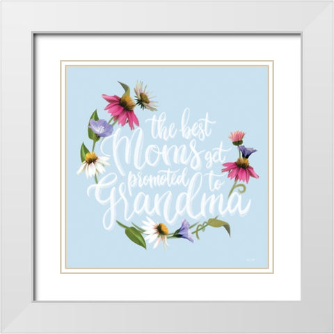 Promoted to Grandma   White Modern Wood Framed Art Print with Double Matting by House Fenway