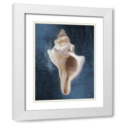 Conch Shell Blues II White Modern Wood Framed Art Print with Double Matting by Malkowski, Melissa