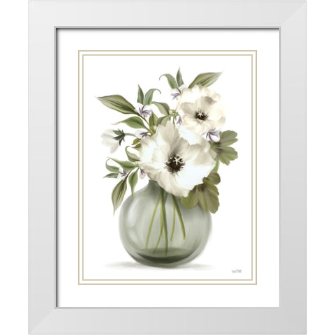 Botanical Posies White Modern Wood Framed Art Print with Double Matting by House Fenway