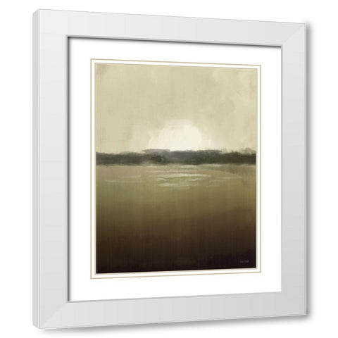 Golden Sunset White Modern Wood Framed Art Print with Double Matting by House Fenway