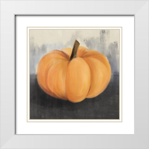 Orange Rustic Pumpkin White Modern Wood Framed Art Print with Double Matting by House Fenway