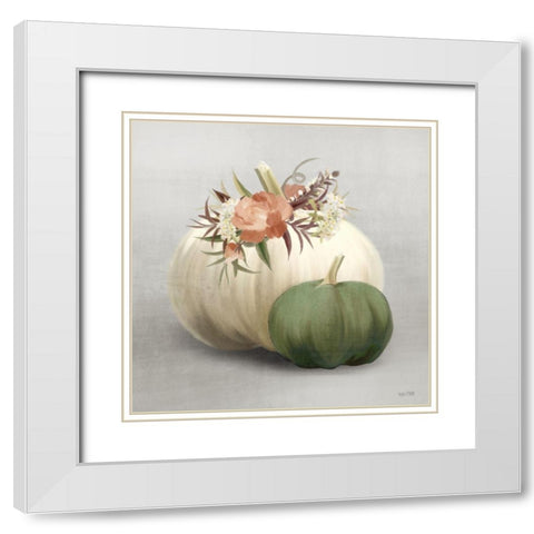 Boho Pumpkins  White Modern Wood Framed Art Print with Double Matting by House Fenway