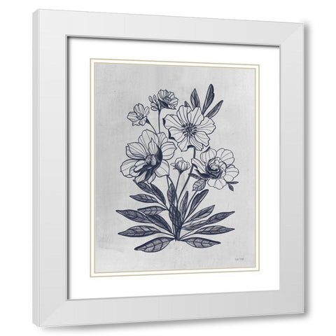 Vintage Blues II   White Modern Wood Framed Art Print with Double Matting by House Fenway