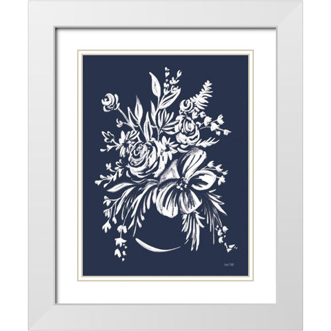 Blues in Blossom I    White Modern Wood Framed Art Print with Double Matting by House Fenway