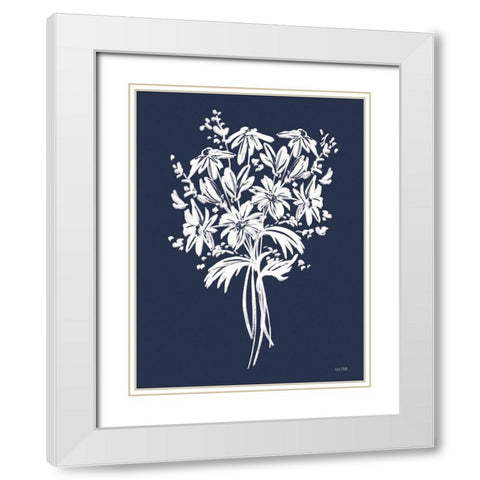Blues in Blossom III White Modern Wood Framed Art Print with Double Matting by House Fenway