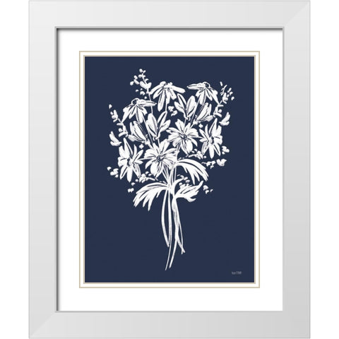 Blues in Blossom III White Modern Wood Framed Art Print with Double Matting by House Fenway