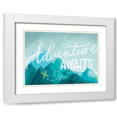 Adventure Awaits II White Modern Wood Framed Art Print with Double Matting by House Fenway