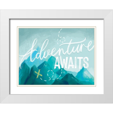 Adventure Awaits II White Modern Wood Framed Art Print with Double Matting by House Fenway