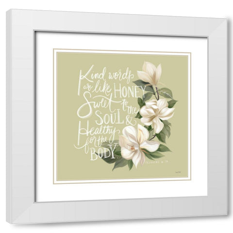 Kind Words Are Like Honey White Modern Wood Framed Art Print with Double Matting by House Fenway