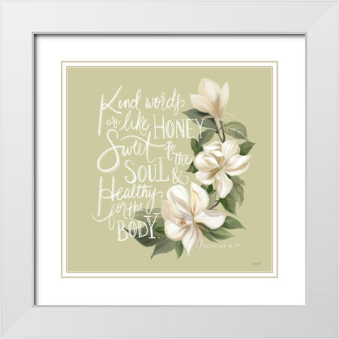Kind Words Are Like Honey White Modern Wood Framed Art Print with Double Matting by House Fenway