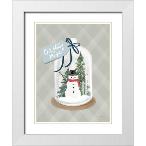 Christmas Magic Snow Globe White Modern Wood Framed Art Print with Double Matting by House Fenway