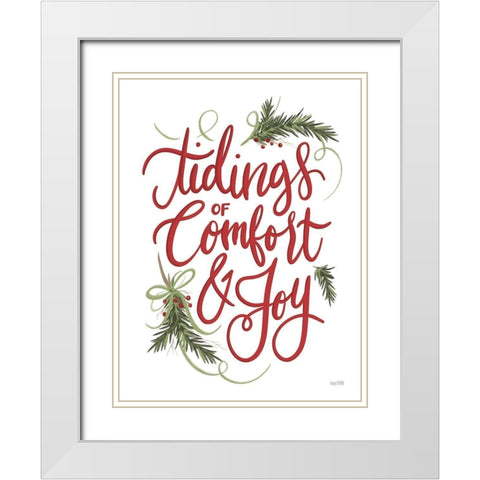 Tidings of Comfort and Joy White Modern Wood Framed Art Print with Double Matting by House Fenway