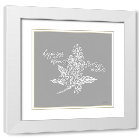 Happiness Blooms from Within White Modern Wood Framed Art Print with Double Matting by House Fenway