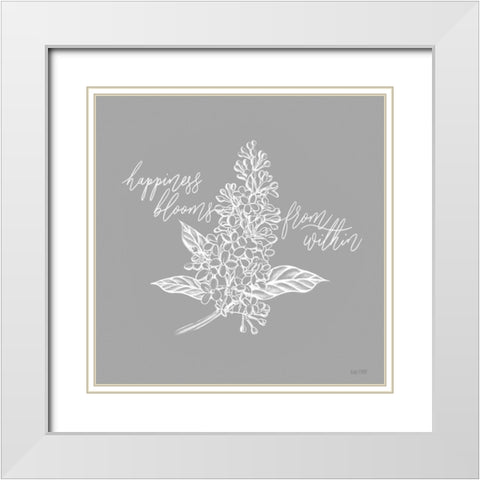 Happiness Blooms from Within White Modern Wood Framed Art Print with Double Matting by House Fenway