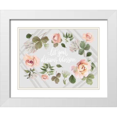 Let Your Dreams Blossom White Modern Wood Framed Art Print with Double Matting by House Fenway