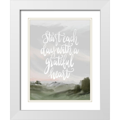 Start Each Day White Modern Wood Framed Art Print with Double Matting by House Fenway