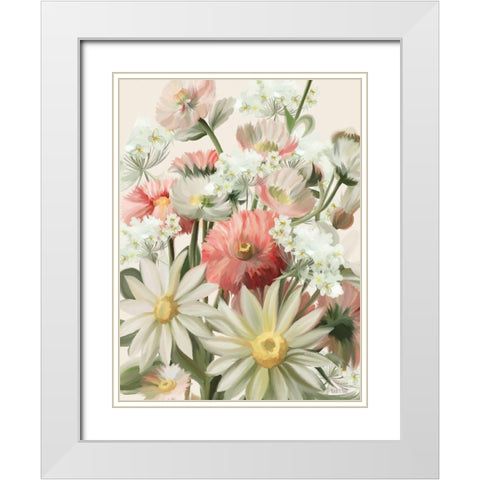 Summer Wildflowers White Modern Wood Framed Art Print with Double Matting by House Fenway