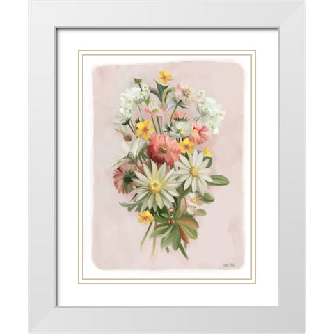 Summer Wildflower Bouquet White Modern Wood Framed Art Print with Double Matting by House Fenway