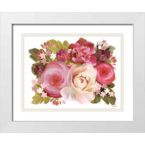 Heartfelt Blossoms White Modern Wood Framed Art Print with Double Matting by House Fenway