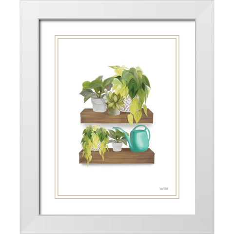 Plant Lover Shelves White Modern Wood Framed Art Print with Double Matting by House Fenway