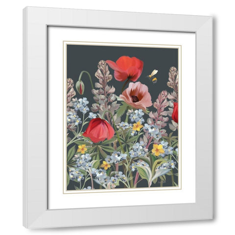Summer Garden Buzz White Modern Wood Framed Art Print with Double Matting by House Fenway
