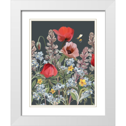 Summer Garden Buzz White Modern Wood Framed Art Print with Double Matting by House Fenway