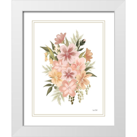 Peachy Petals White Modern Wood Framed Art Print with Double Matting by House Fenway