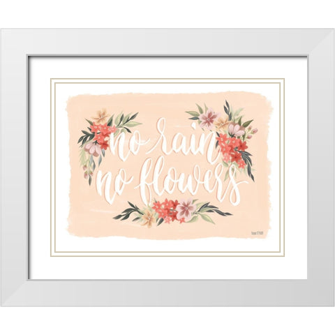 No Rain-No Flowers White Modern Wood Framed Art Print with Double Matting by House Fenway