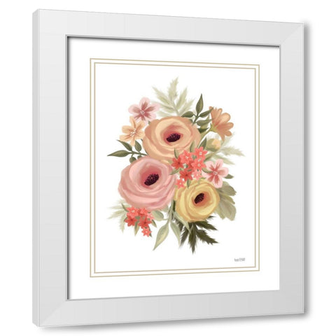 Rosey Ranunculus White Modern Wood Framed Art Print with Double Matting by House Fenway