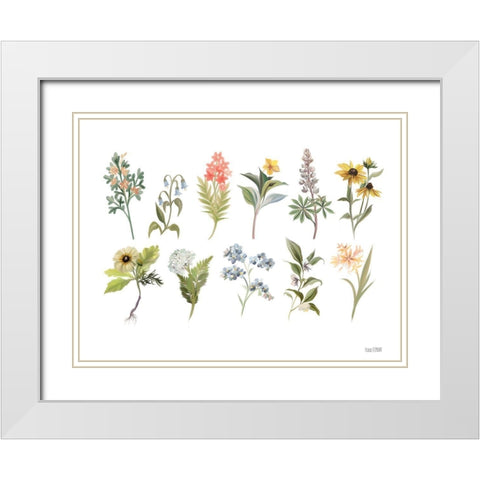 Spring Botanicals White Modern Wood Framed Art Print with Double Matting by House Fenway