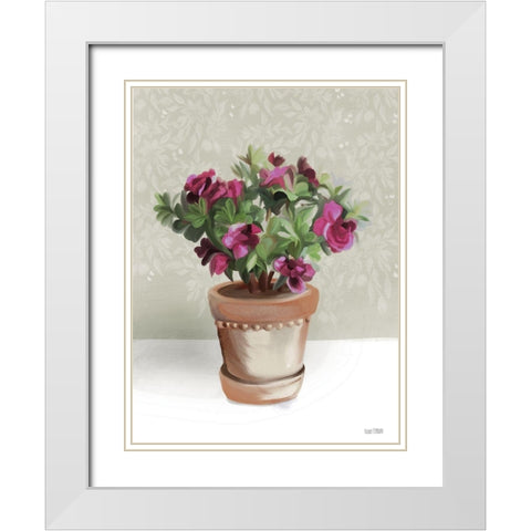 House Begonia Plant White Modern Wood Framed Art Print with Double Matting by House Fenway