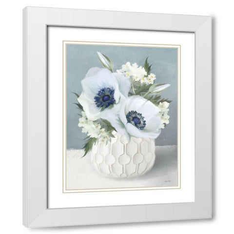 Anemones in Blue II White Modern Wood Framed Art Print with Double Matting by House Fenway