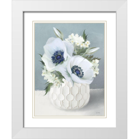 Anemones in Blue II White Modern Wood Framed Art Print with Double Matting by House Fenway