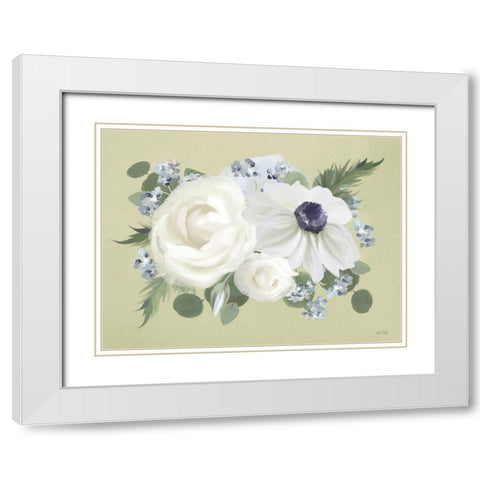 Anemone in Sage II White Modern Wood Framed Art Print with Double Matting by House Fenway