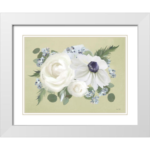 Anemone in Sage II White Modern Wood Framed Art Print with Double Matting by House Fenway