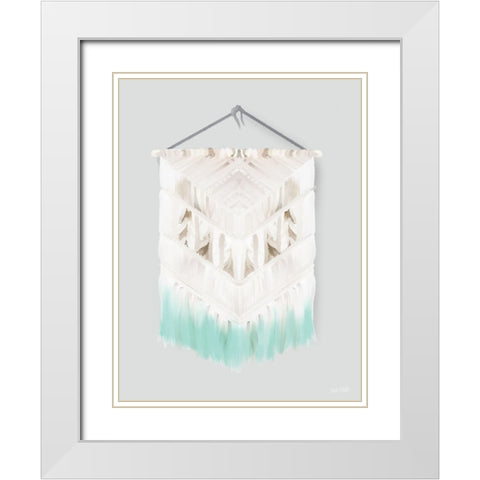 Aqua Bohemian Macrame White Modern Wood Framed Art Print with Double Matting by House Fenway