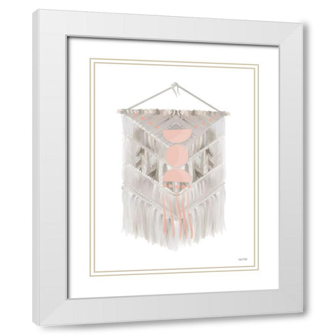 Pink Bohemian Macrame White Modern Wood Framed Art Print with Double Matting by House Fenway