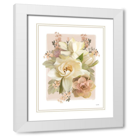 Spring Passion Bouquet White Modern Wood Framed Art Print with Double Matting by House Fenway